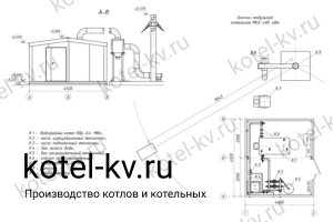 Модульная котельная мощностью 400 кВт. Чертеж